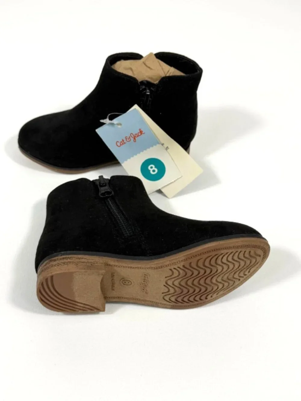 Cat & Jack Toddler Girls' Penelope Zipper Booties Black Sz 8